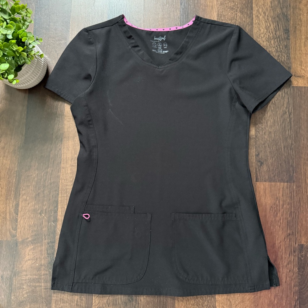 HeartSoul Black Scrub Top